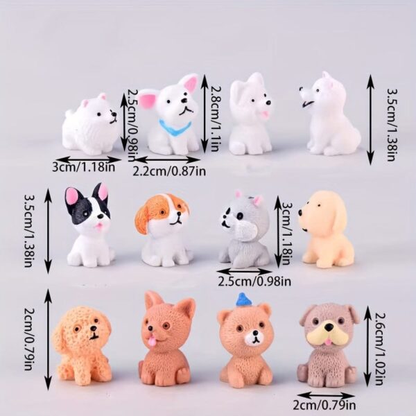 12pcs, Cute Cartoon Puppies - Handcrafted Resin Animals for Desktop Decorations, Micro Landscape, Cake Toppers, and Home Accessories - Image 7