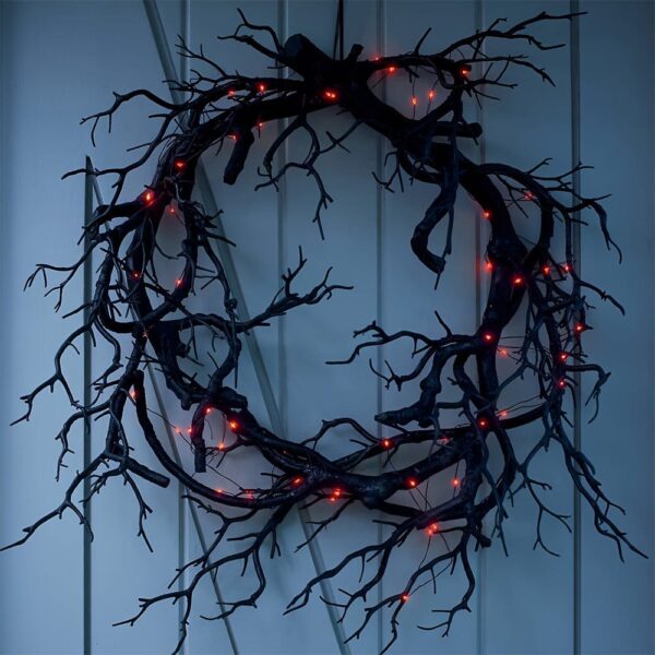 1pc, 40.01cm Black Halloween Wreath, Black Wreath Halloween Door Wreath Decorations Halloween Party Decorations Halloween Ornament, Halloween Decor, Holiday Decor - Image 3