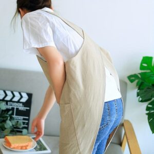 1pc, Apron, Korean Style Simple Retro Pastoral Apron, Double Shoulder Free Lace-up Women's Apron, Household Comfort Cover Up, Kitchen Supplies