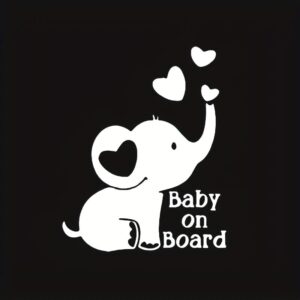 Baby On Board, Elephant Reflective Stickers, Safety Tips For Babies And Children, Applicable To Car Doors And Windows