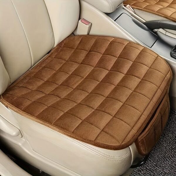 1pc New Winter Short Plush Car Cushion Free Bundle Warm Thickened Single Piece Office Cushion Universal Car Front Row Small Square Cushion - Image 2