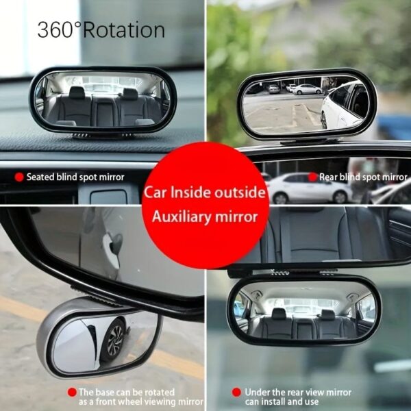 1pc Oval Car Rearview Mirror Blind Spot Mirror, 360 Degree Adjustment HD Small Mirror, Reverse Rearview Mirror Auxiliary Mirror - Image 11
