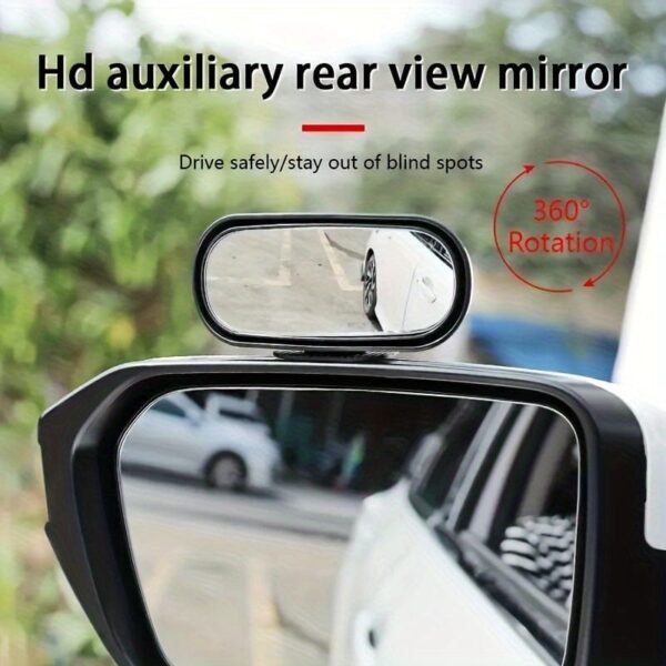 1pc Oval Car Rearview Mirror Blind Spot Mirror, 360 Degree Adjustment HD Small Mirror, Reverse Rearview Mirror Auxiliary Mirror - Image 4
