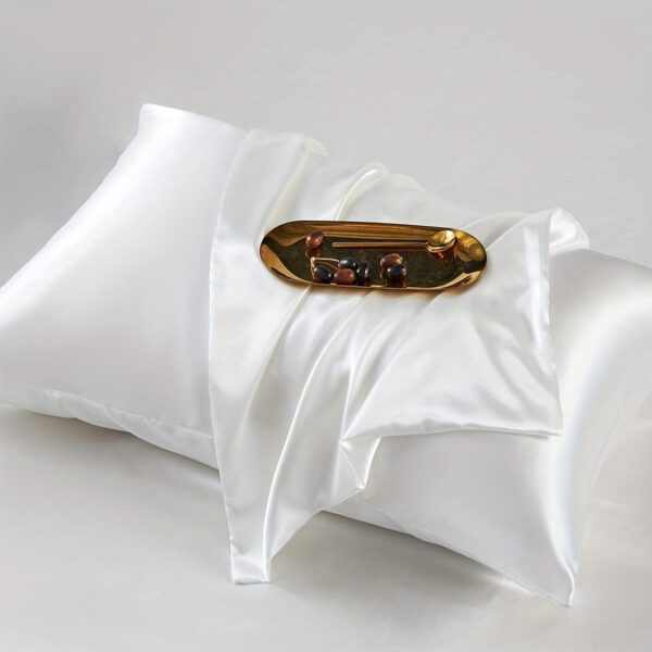 1pc Satin Solid Color Pillowcase, Soft Pillow Cover With Envelope Closure For Bedroom, Bedding Supplies, Without Filler - Image 8
