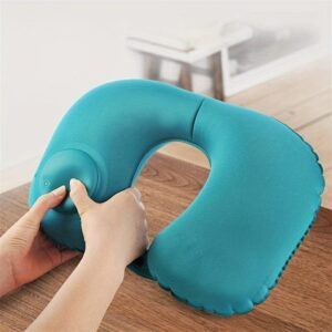 1pc Soft and Portable U-Shaped Inflatable Pillow for Comfortable Sleep on Airplanes, Trains, and in the Office