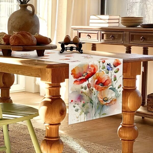 1pc, Table Runner, Colorful Flowers Pattern Table Runner, Seasonal Spring Theme Kitchen Dining Table Decoration For Home, Party Decor - Image 2