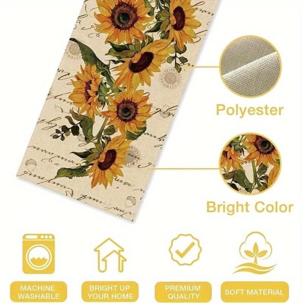 1pc, Table Runner, Retro Style Sunflowers Pattern Table Runner, Restaurant Kitchen Dining Table Decoration For Home, Party Decor - Image 5