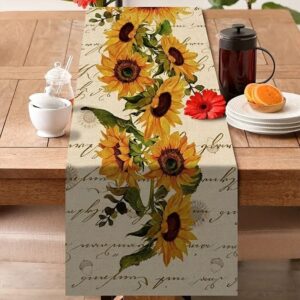 1pc, Table Runner, Retro Style Sunflowers Pattern Table Runner, Restaurant Kitchen Dining Table Decoration For Home, Party Decor