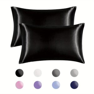 2pcs Satin Pillowcase, Soft And Smooth Texture, Satin Solid Color Envelope Pillowcases, Reduce Hair Breakage Prevent Wrinkles