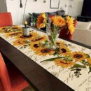 1pc, Table Runner, Retro Style Sunflowers Pattern Table Runner, Restaurant Kitchen Dining Table Decoration For Home, Party Decor