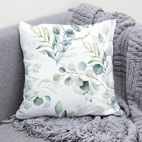 1pc Soft Green Leaf Print Throw Pillow Case for Home Decor - 17.7x17.7in - Easy to Clean - Accent Pillow Cover - Pillow Insert Not Included - Image 3