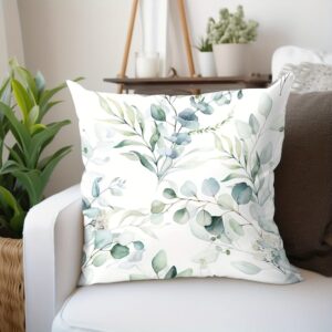 1pc Soft Green Leaf Print Throw Pillow Case for Home Decor - 17.7x17.7in - Easy to Clean - Accent Pillow Cover - Pillow Insert Not Included