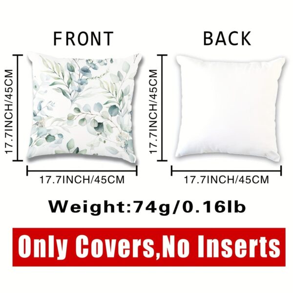 1pc Soft Green Leaf Print Throw Pillow Case for Home Decor - 17.7x17.7in - Easy to Clean - Accent Pillow Cover - Pillow Insert Not Included - Image 5