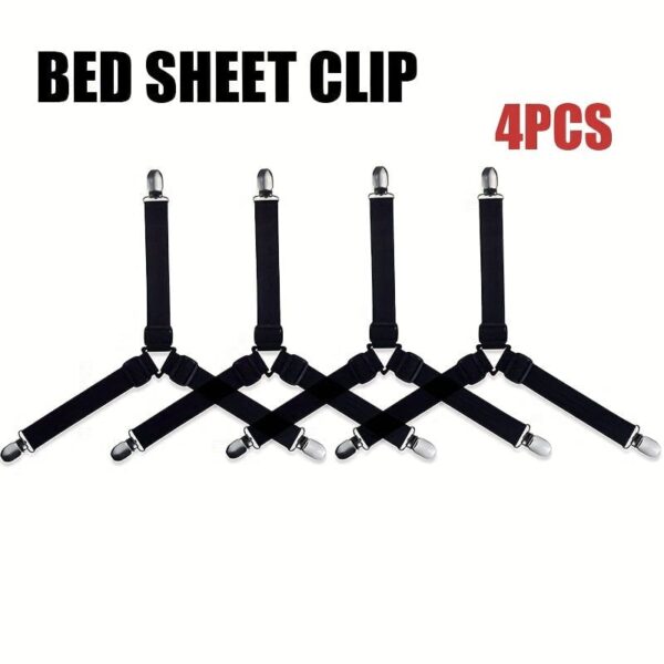 4pcs Triangle Household Bed Sheet Fixers, Adjustable Elastic Sofa Bed Sheet Fixing Clips, Tablecloth Fixing Belt, Anti-running Anti-slip Sheet Buckles - Image 2