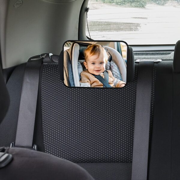 Crash Tested And Certified Shatterproof Car Mirror For Rear Facing Infant With Wide Crystal Clear View