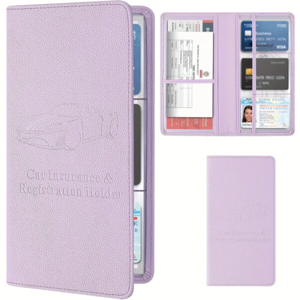 Car Registration & Insurance Card Holder For Men And Women, Auto Glove Box Organizer Document Wallet Faux Leather Manual Folder - Image 4