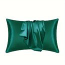 1pc Satin Solid Color Pillowcase, Soft Pillow Cover With Envelope Closure For Bedroom, Bedding Supplies, Without Filler