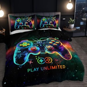 3pcs Stylish Color Gamepad Duvet Cover Set (1 Duvet Cover + 2 Pillowcase Without Pillow Insert), Super Soft HD Printing Bedding Set For Home Dorm Decor