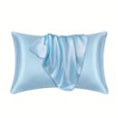 1pc Satin Solid Color Pillowcase, Soft Pillow Cover With Envelope Closure For Bedroom, Bedding Supplies, Without Filler