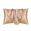 1pc Satin Solid Color Pillowcase, Soft Pillow Cover With Envelope Closure For Bedroom, Bedding Supplies, Without Filler