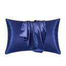1pc Satin Solid Color Pillowcase, Soft Pillow Cover With Envelope Closure For Bedroom, Bedding Supplies, Without Filler
