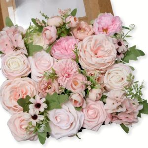 1box Of Artificial Flowers Pink Wedding Flowers With Stems, Fake Cake Flowers Wedding Bouquet, Centerpieces Cake Toppers Shower Decor, Aesthetic Room Decor, Home Decor