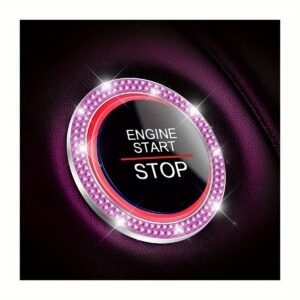 1pc Car Bling Engine Start Ring Decals, Car Push Start Button Cover, Key Ignition Knob Bling Ring, Sparkling Car Interior Accessories For Women