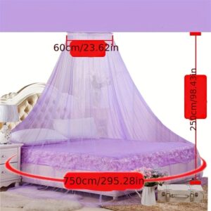 1pc Purple Dome Mosquito Net, Household Mosquito Net, Free Installation, Large Space, Available In All Seasons, Bedroom Mosquito Net