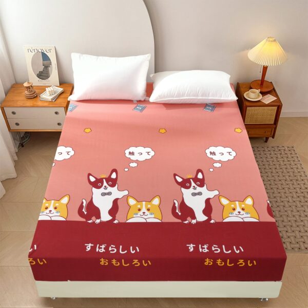 1pc Cartoon Dog Print Fitted Sheet (Without Pillowcase), Soft Comfortable Bedding Mattress Protector, For Bedroom, Guest Room, With Deep Pocket, Fitted Bed Sheet Only - Image 4