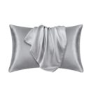 1pc Satin Solid Color Pillowcase, Soft Pillow Cover With Envelope Closure For Bedroom, Bedding Supplies, Without Filler