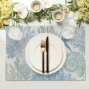 4pcs, Nautical Placemats, Starfish Beach Theme, Ocean Seashell Washable Coastal Place Mats, Decorative Table Mat For Dining Table 30.48×45.72 Cm