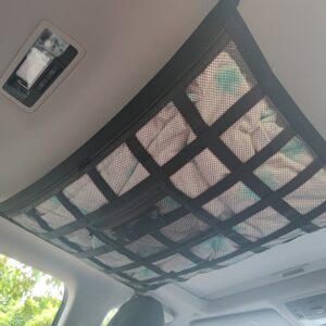 Maximize Your Car's Storage Space with This Large Ceiling Cargo Net - Perfect for Long Trips & Camping!