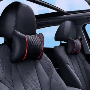 Universal Car Headrest PU Leather Mesh Breathable Neck Pillow, Soft Comfortable Seat Rest Cushion, Auto Accessories Decorations