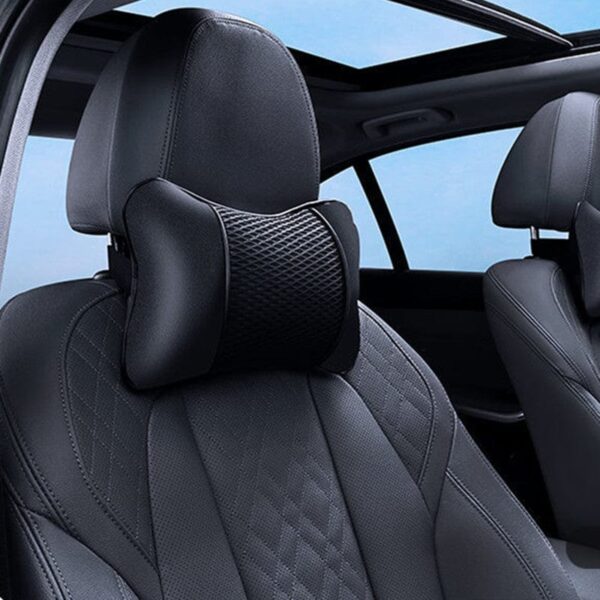Universal Car Headrest PU Leather Mesh Breathable Neck Pillow, Soft Comfortable Seat Rest Cushion, Auto Accessories Decorations - Image 5