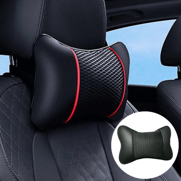 Universal Car Headrest PU Leather Mesh Breathable Neck Pillow, Soft Comfortable Seat Rest Cushion, Auto Accessories Decorations - Image 2