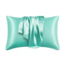 1pc Satin Solid Color Pillowcase, Soft Pillow Cover With Envelope Closure For Bedroom, Bedding Supplies, Without Filler