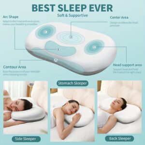 1pc Cervical Pillow Neck Pillow For Sleeping, Orthopedic Contour Memory Foam Pillows For Bed With Cooling Pillow Cover